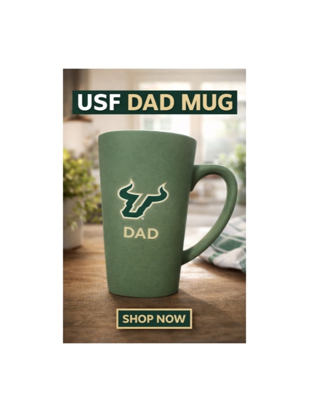 University of South Florida USF Dad Mug Green Bulls Coffee Cup Gift